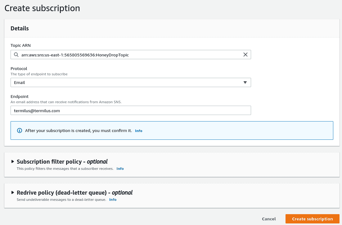 HoneyDrop CloudWatch Alarm Metric Selection