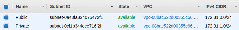Public and private subnets
