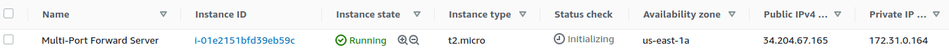 Multi-Port Forward Server deployed in public subnet