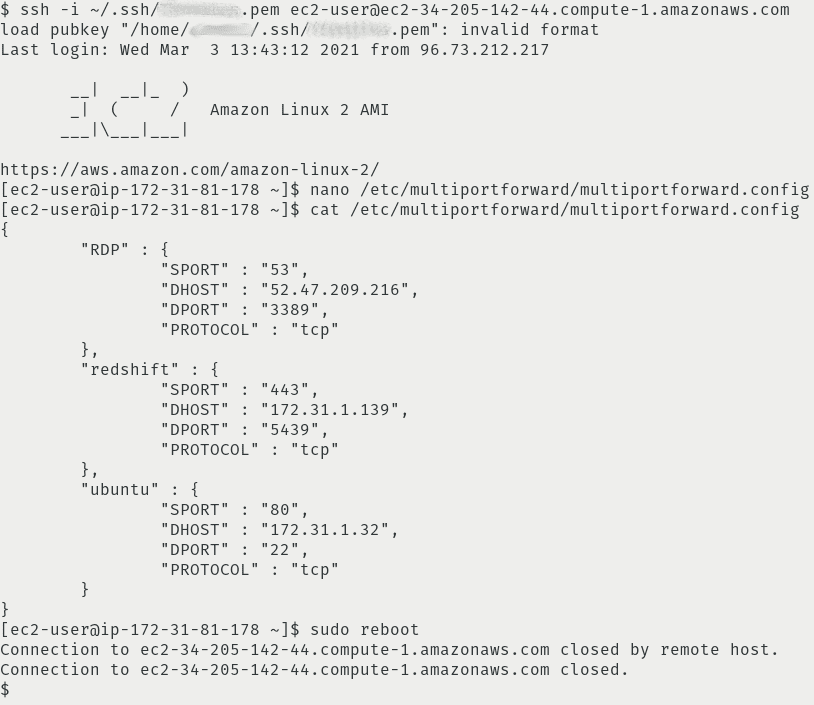 Multi-Port Forward Server configuration